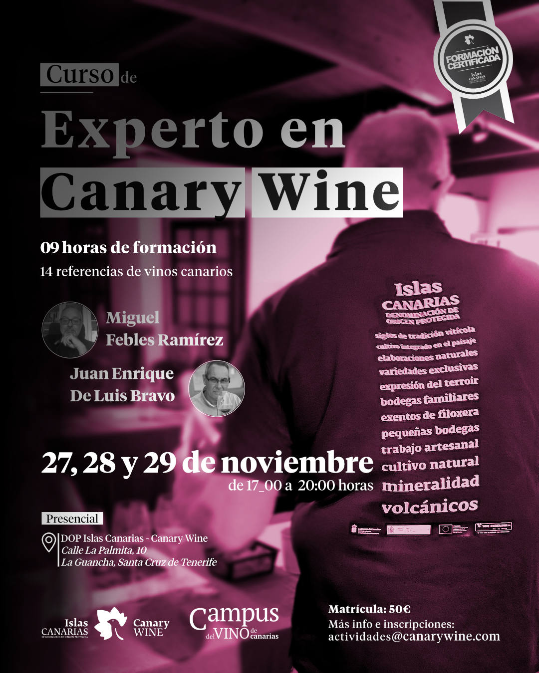 La DOP Islas Canarias – Canary Wine abre las inscripciones para su curso «Experto en Canary Wine»